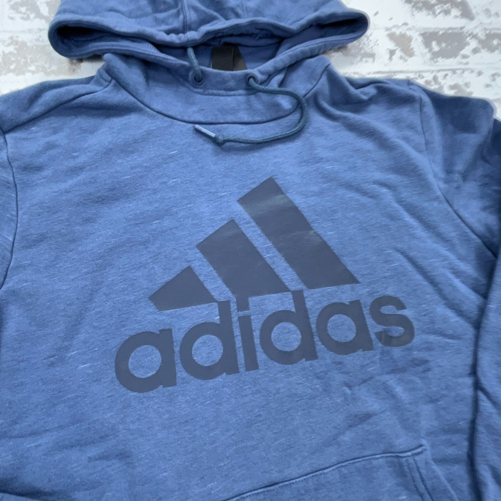 Adidas Hoodie Women Medium Blue White Sweatshirt Sweater Spell Out Logo * - Picture 7 of 14